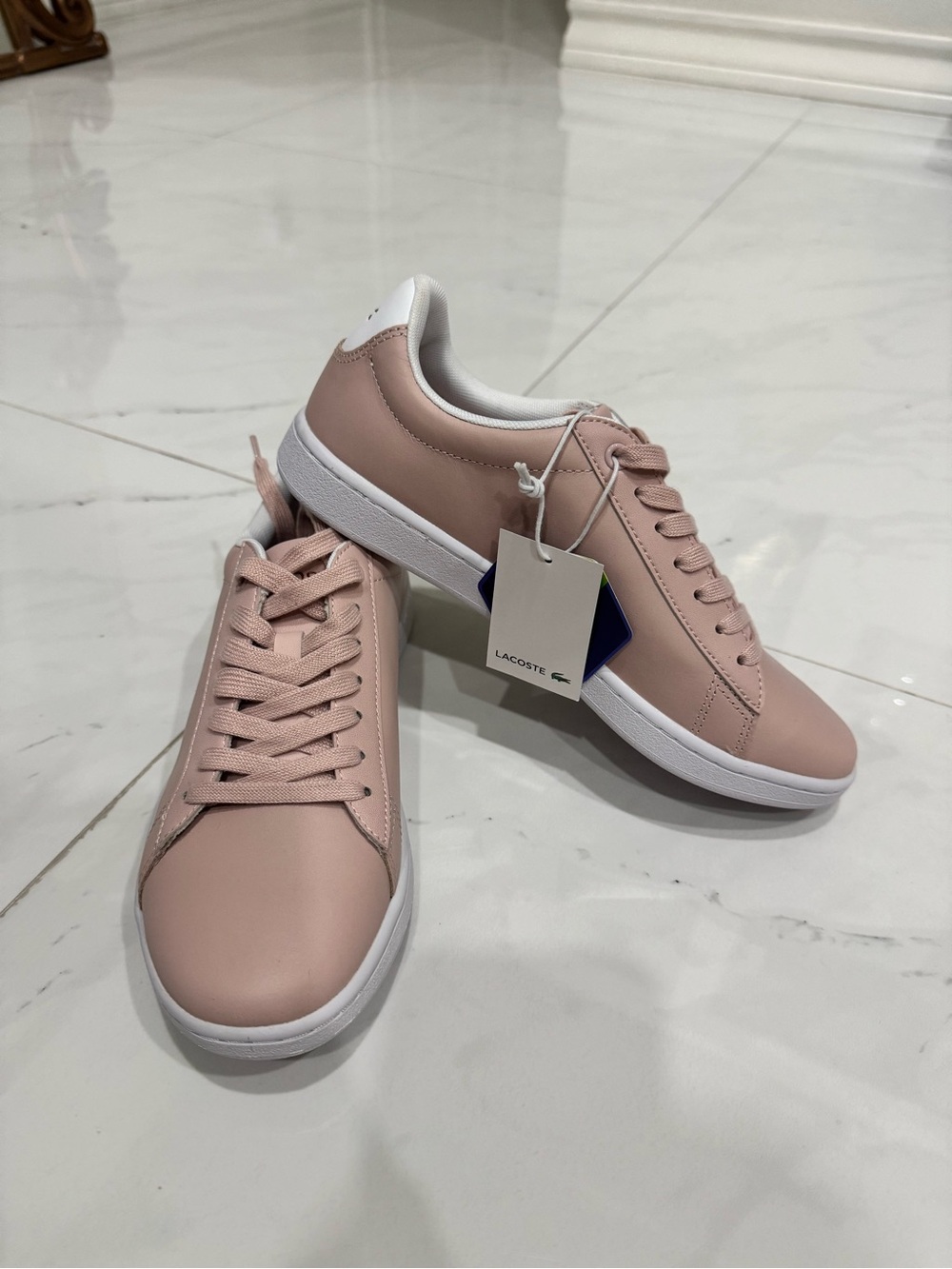 Lacoste Women’s Blush Pink Low-Top Leather Sneakers - Picture 1 of 5